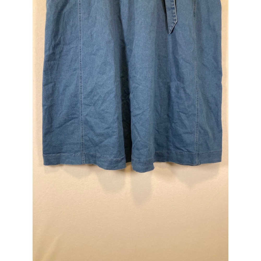 Prairie Western Women 4XL Blue Denim Paperbag Waist Tie Midi Skirt - Picture 10 of 11